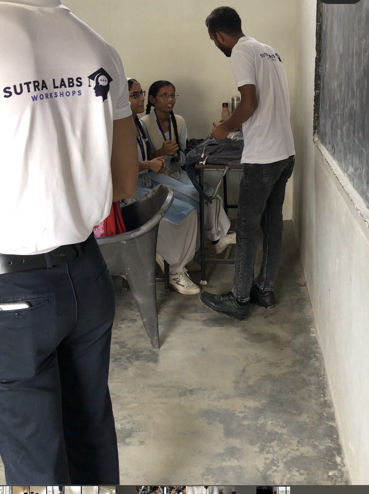 Students doing a workshop activity with Sutralabs team